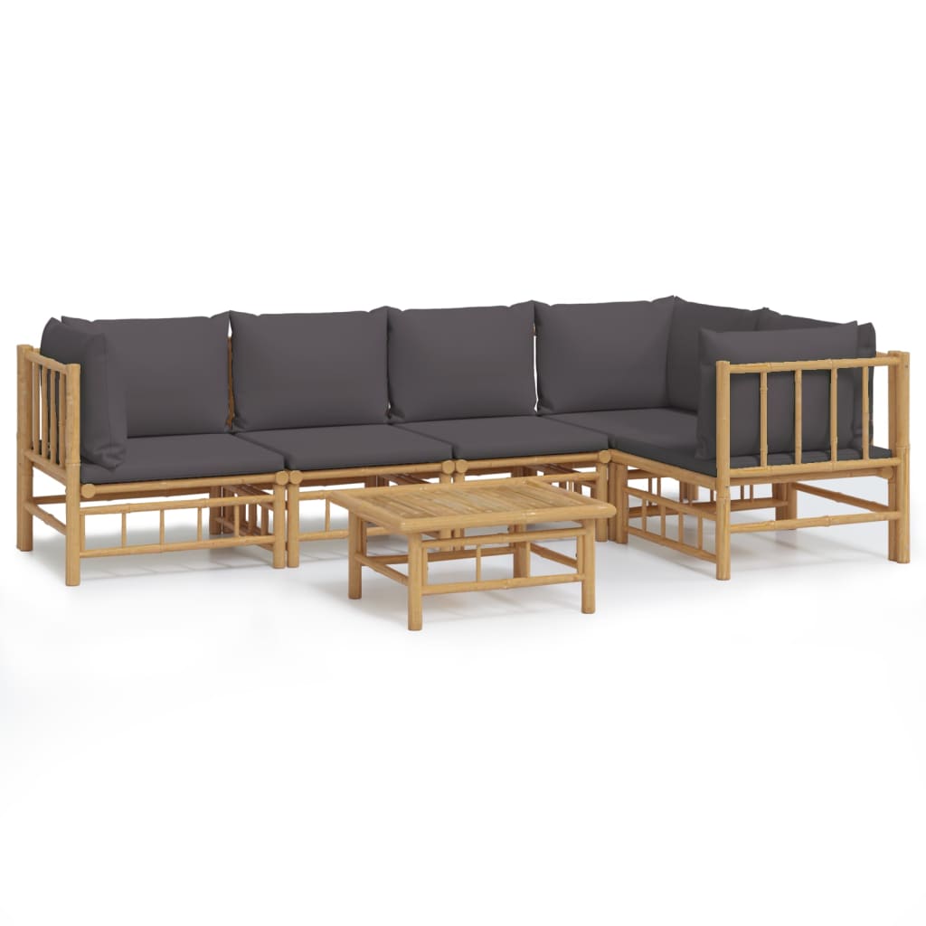 Set mobilier de grădină cu perne gri închis, 6 piese, bambus GartenMobel Dekor