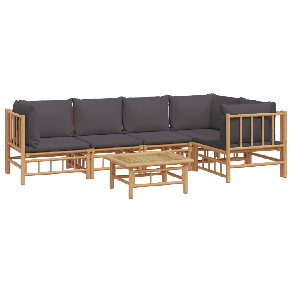 Set mobilier de grădină cu perne gri închis, 6 piese, bambus GartenMobel Dekor