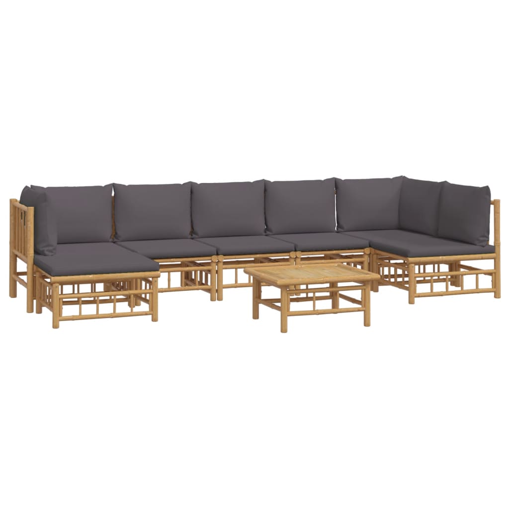 Set mobilier de grădină cu perne gri închis, 8 piese, bambus GartenMobel Dekor