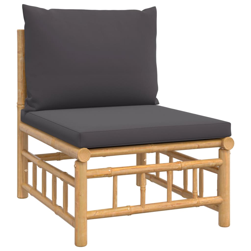 Set mobilier de grădină cu perne gri închis, 9 piese, bambus GartenMobel Dekor