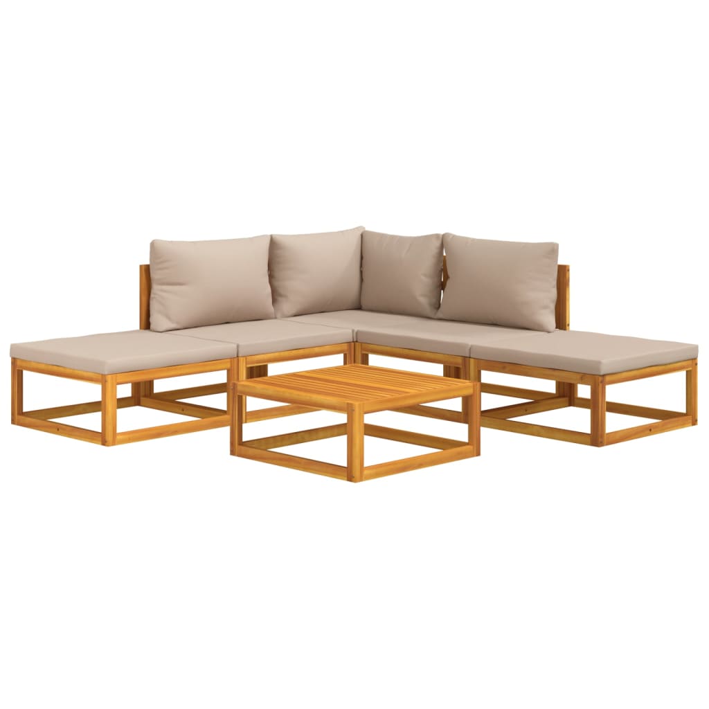 Set mobilier de grădină cu perne gri taupe, 6 piese, lemn masiv GartenMobel Dekor