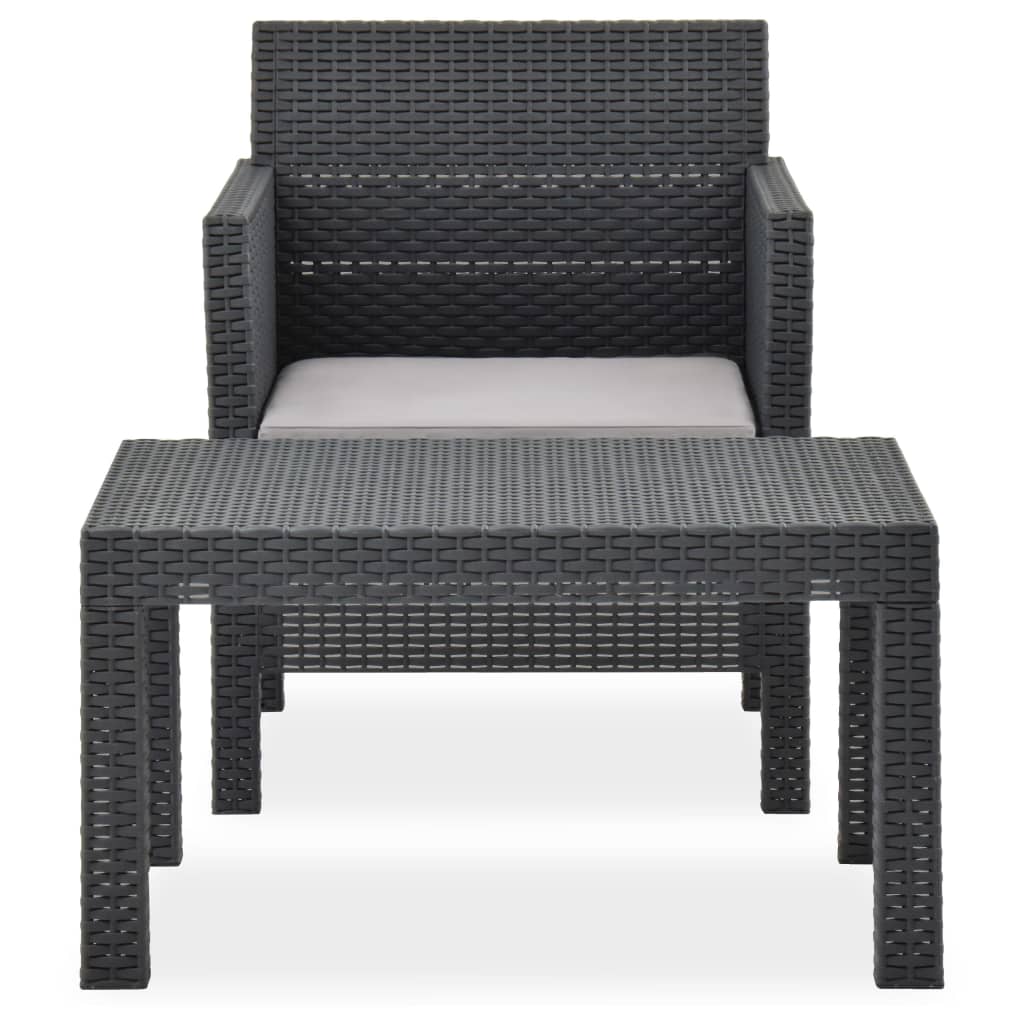 Set mobilier de grădină cu perne, 2 piese, antracit, PP ratan GartenMobel Dekor