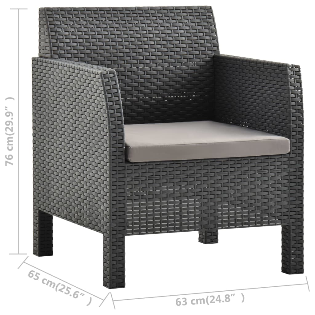 Set mobilier de grădină cu perne, 2 piese, antracit, PP ratan GartenMobel Dekor