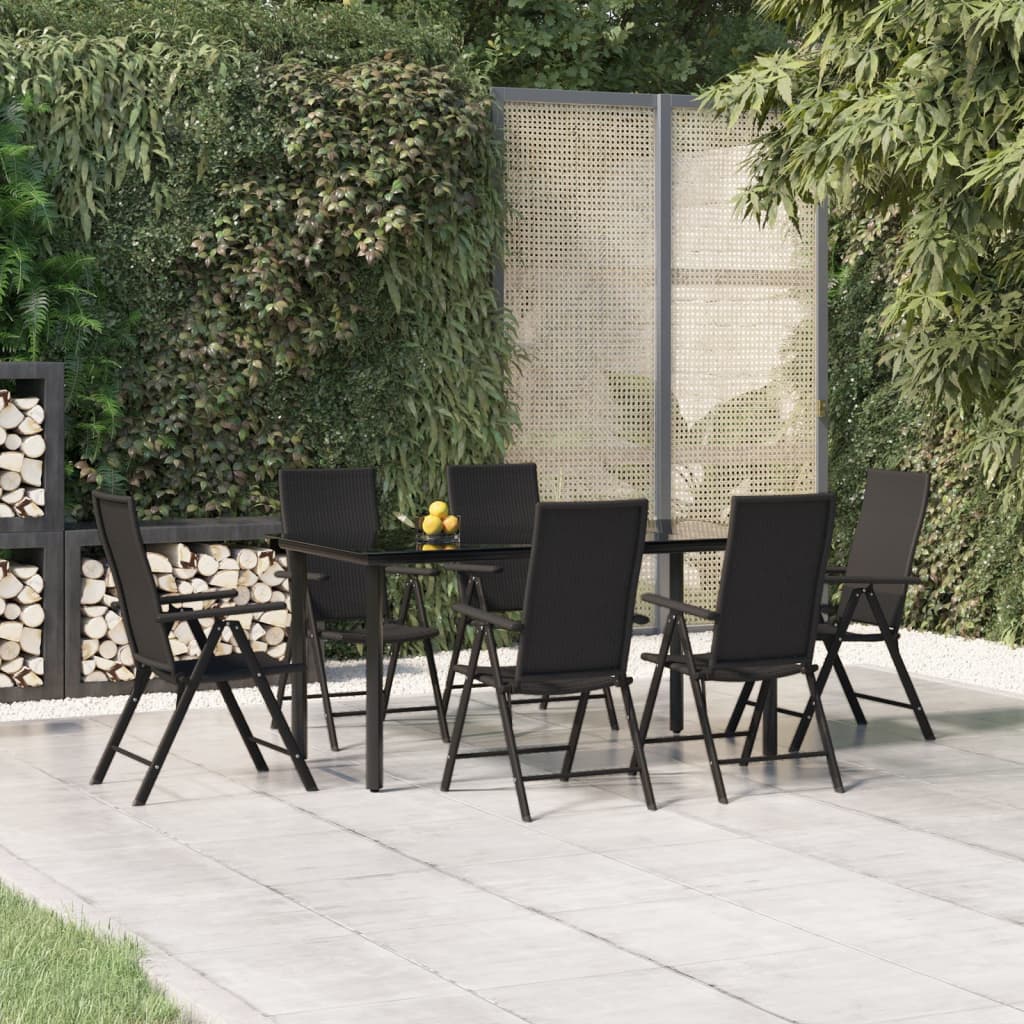 Set mobilier de grădină, 7 piese, negru, poliratan GartenMobel Dekor