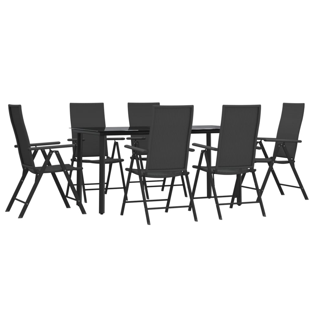 Set mobilier de grădină, 7 piese, negru, poliratan GartenMobel Dekor