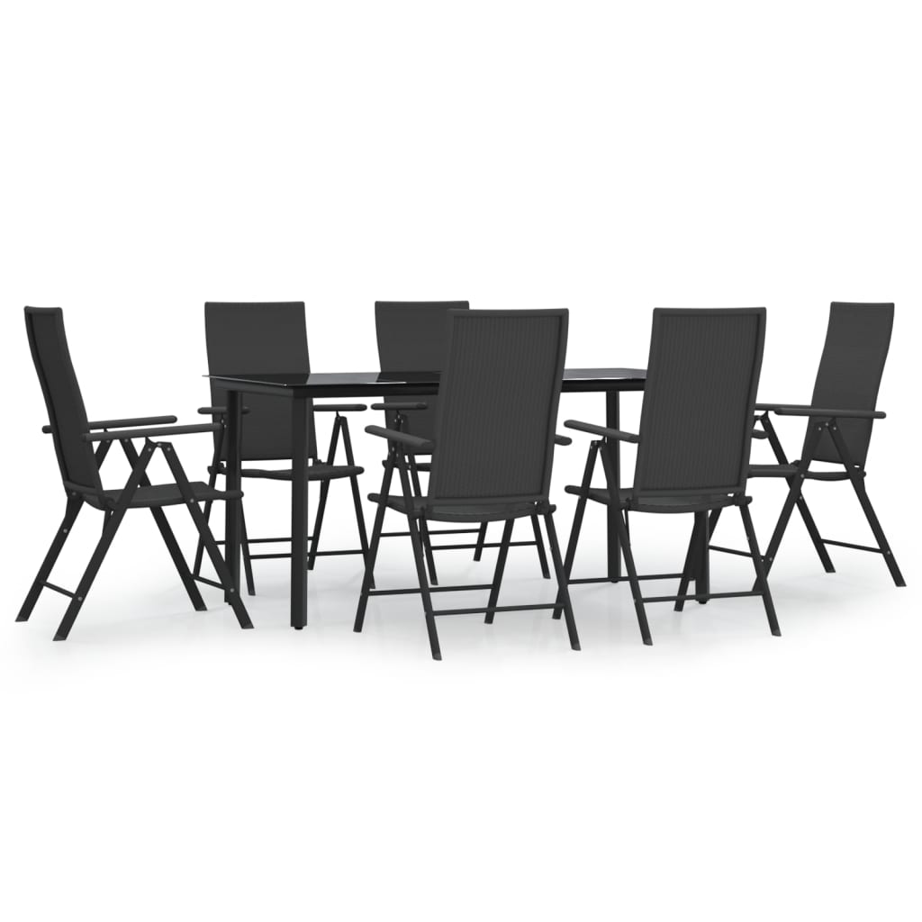 Set mobilier de grădină, 7 piese, negru, poliratan GartenMobel Dekor