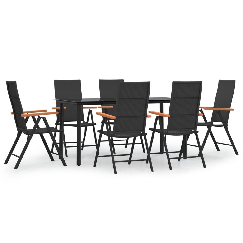 Set mobilier de grădină, 7 piese, negru și maro, poliratan GartenMobel Dekor