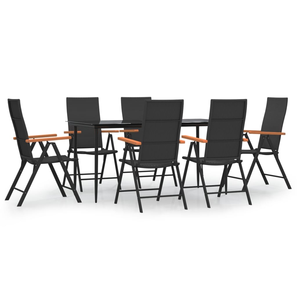 Set mobilier de grădină, 7 piese, negru și maro, poliratan GartenMobel Dekor