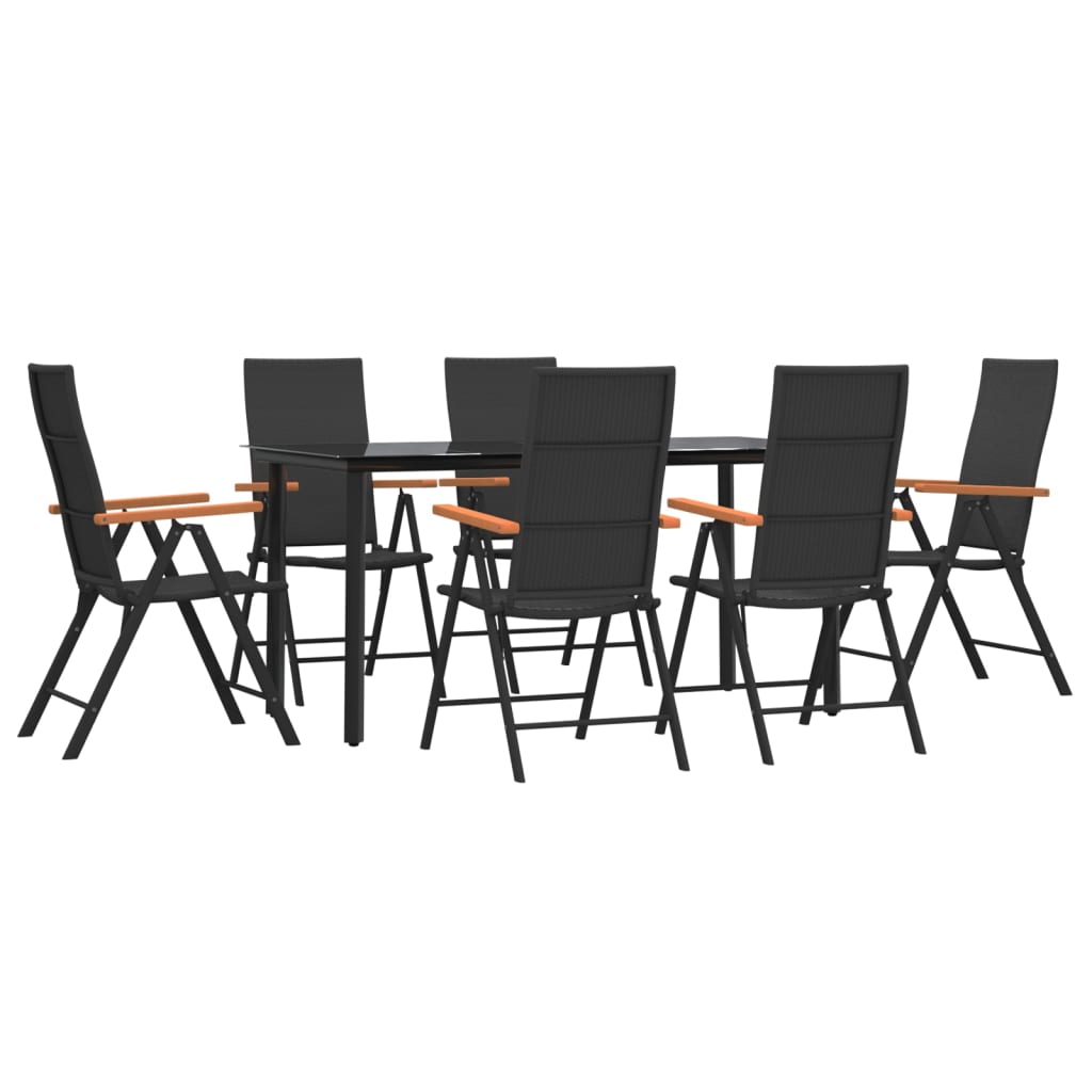 Set mobilier de grădină, 7 piese, negru și maro, poliratan GartenMobel Dekor