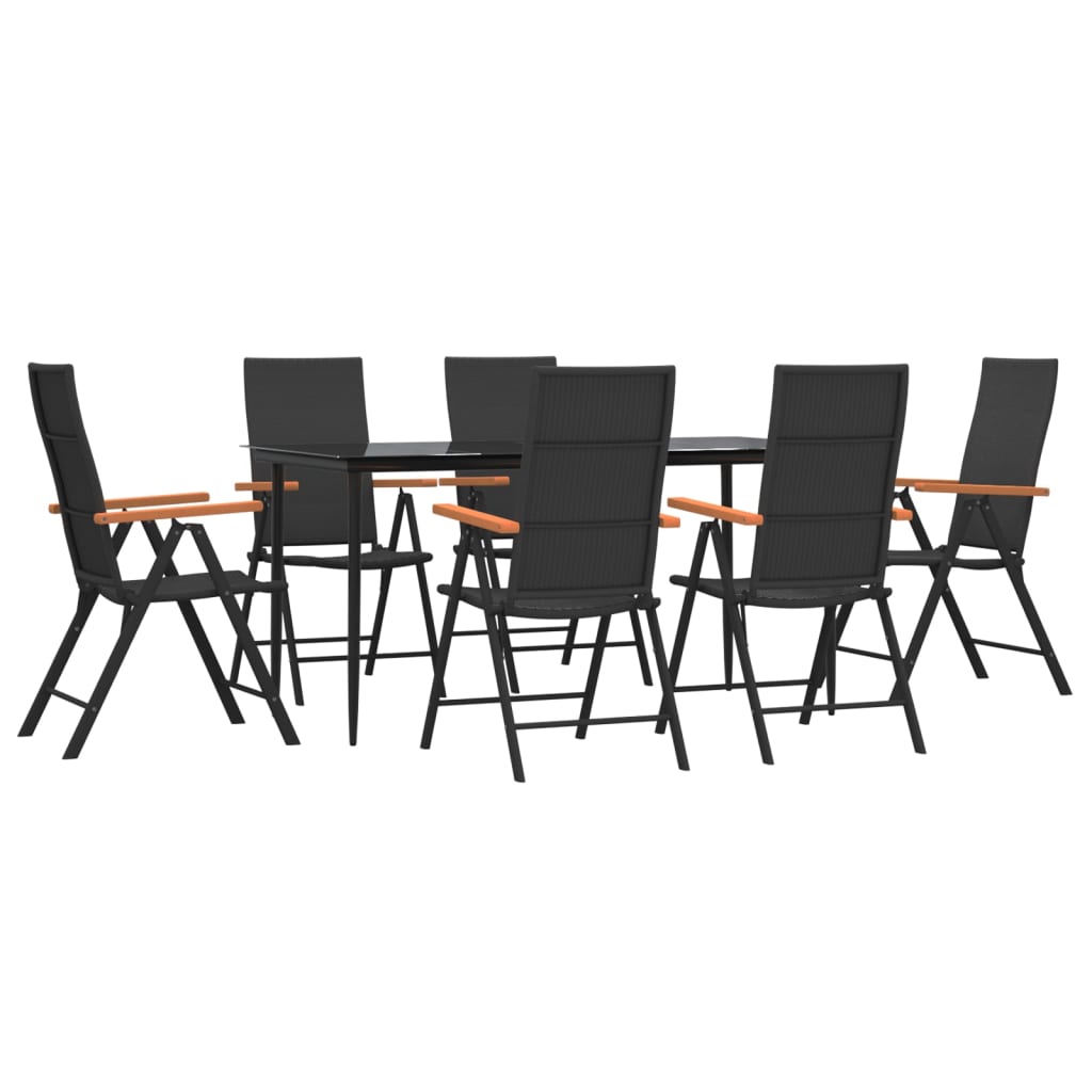Set mobilier de grădină, 7 piese, negru și maro, poliratan GartenMobel Dekor