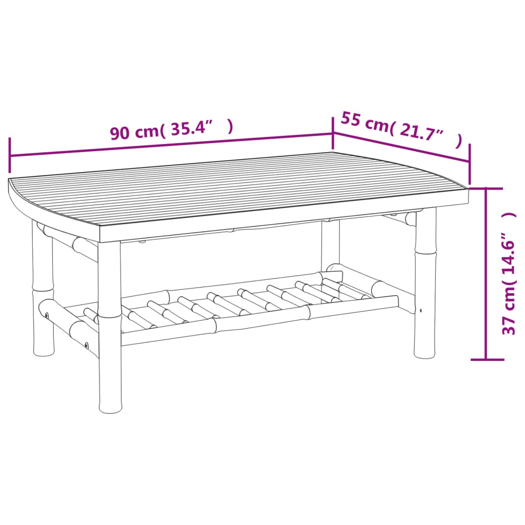 Set mobilier de grădină, cu perne alb crem, 3 piese, bambus GartenMobel Dekor