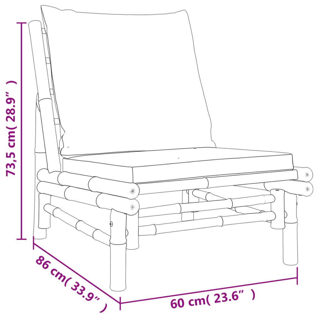 Set mobilier de grădină cu perne alb crem, 2 piese, bambus GartenMobel Dekor