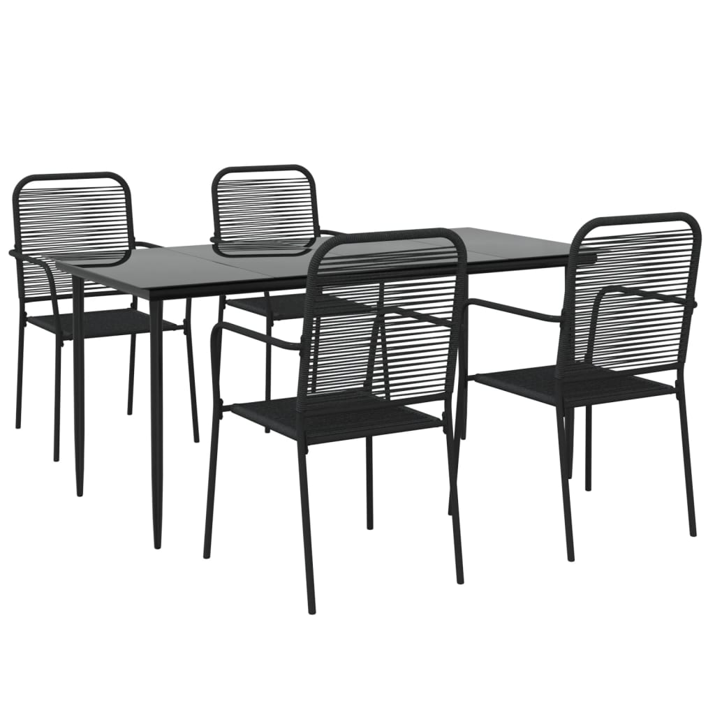 Set de masă grădină, 5 piese, frânghie neagră din bumbac & oțel GartenMobel Dekor