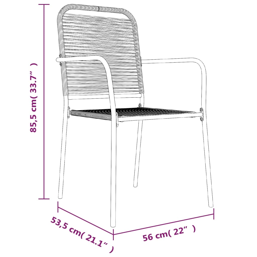 Set de masă grădină, 5 piese, frânghie neagră din bumbac & oțel GartenMobel Dekor