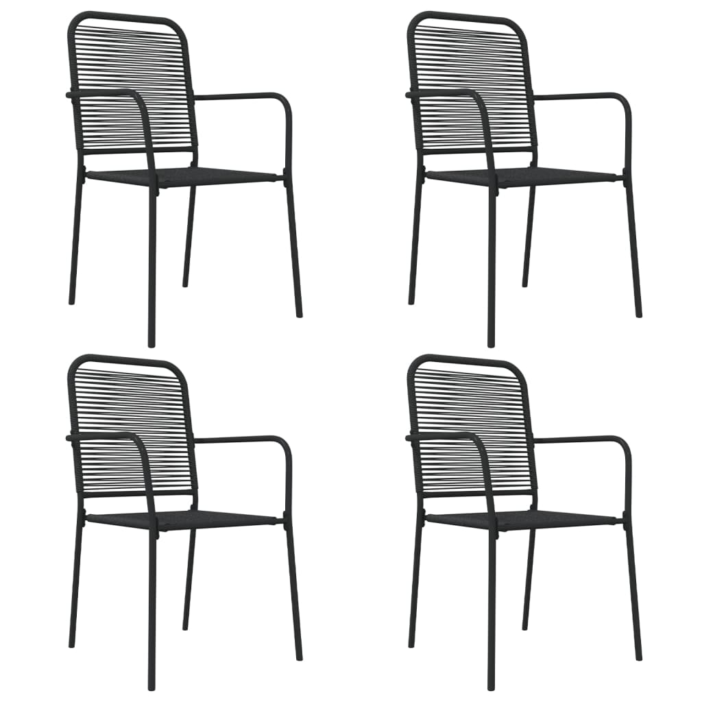 Set de masă grădină, 5 piese, frânghie neagră din bumbac & oțel GartenMobel Dekor