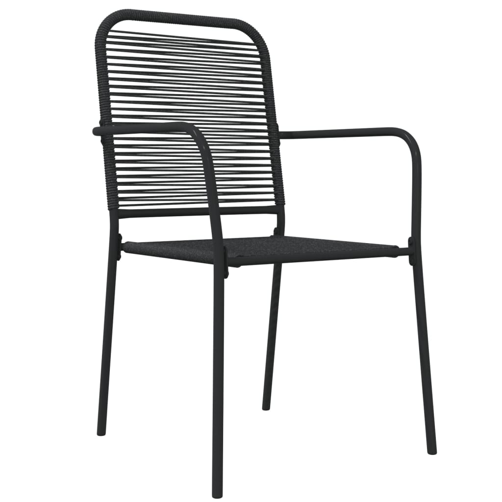 Set de masă grădină, 7 piese, frânghie neagră din bumbac & oțel GartenMobel Dekor