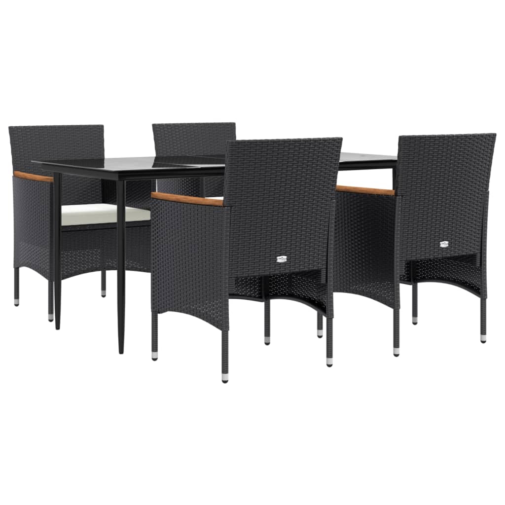Set de masă pentru grădină, 5 piese, cu perne, negru GartenMobel Dekor