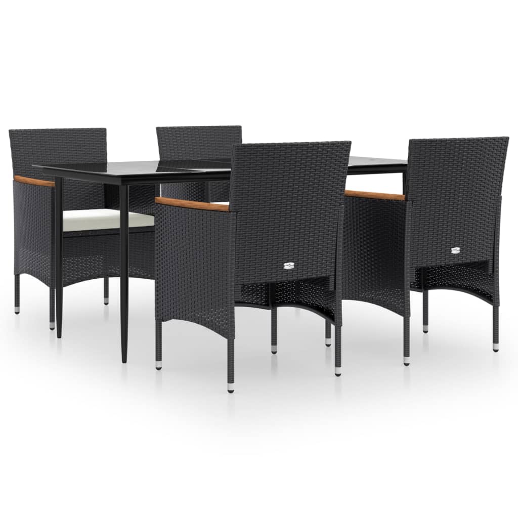 Set de masă pentru grădină, 5 piese, cu perne, negru GartenMobel Dekor