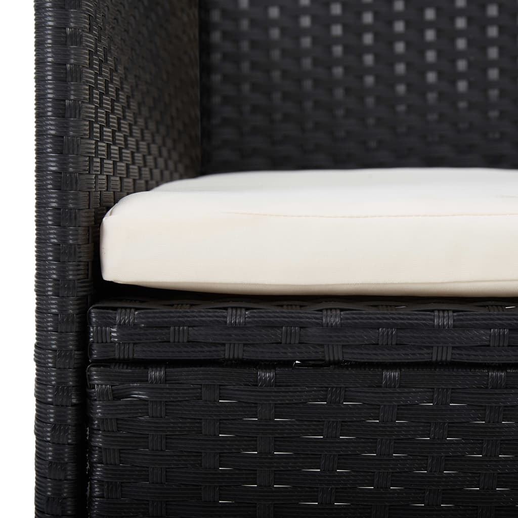 Set de masă pentru grădină, 7 piese, cu perne, negru GartenMobel Dekor