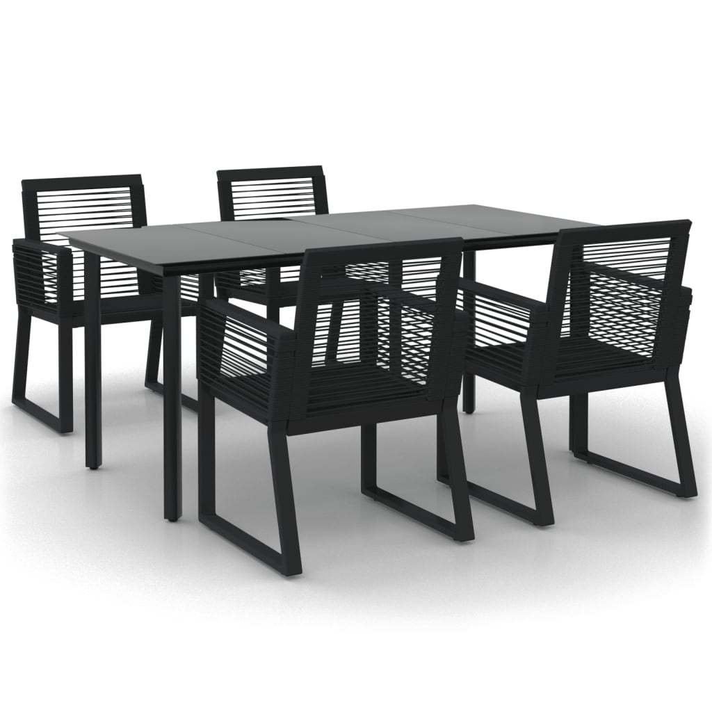 Set mobilier de grădină, 5 piese, negru, ratan PVC GartenMobel Dekor