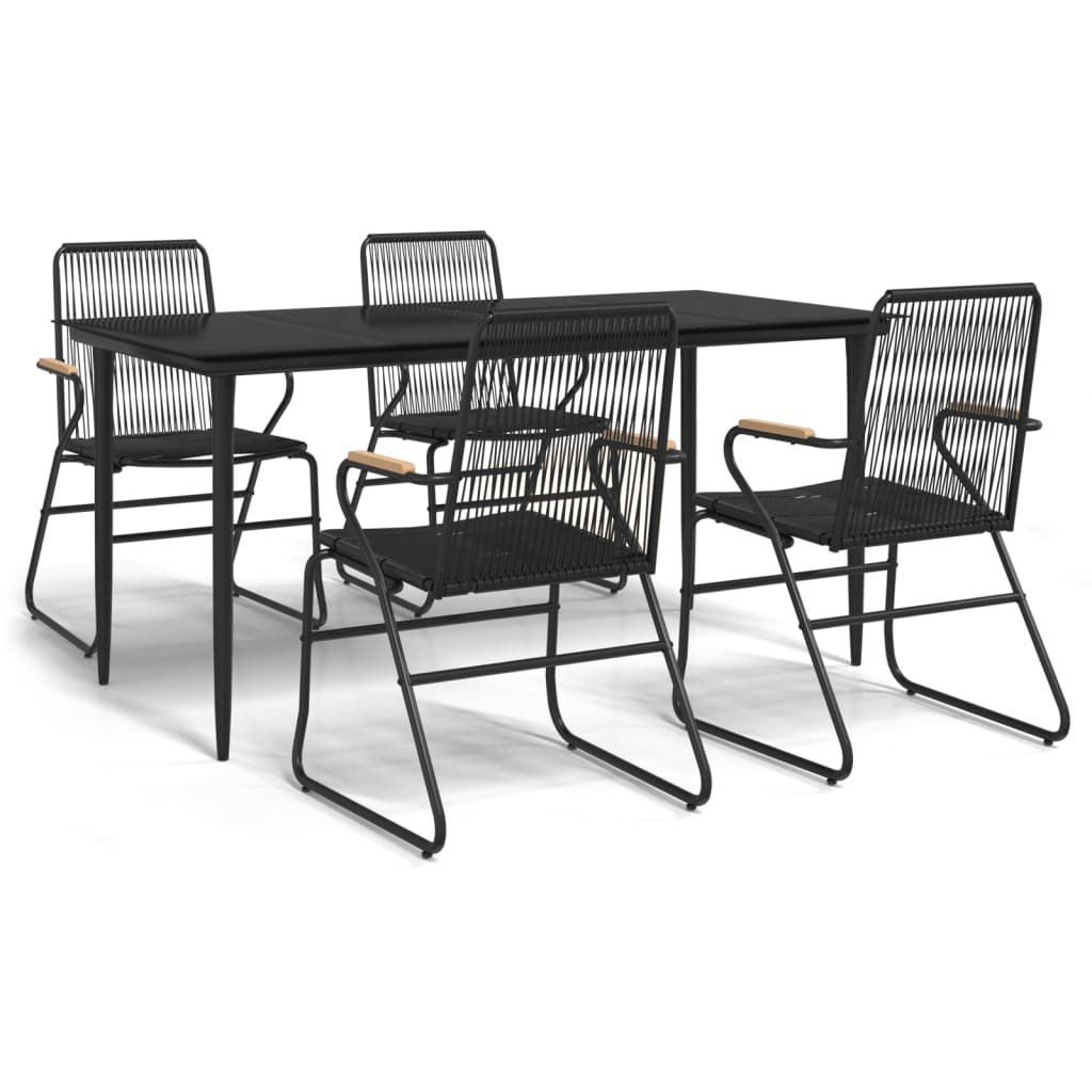 Set mobilier de grădină, 5 piese, negru, ratan PVC GartenMobel Dekor