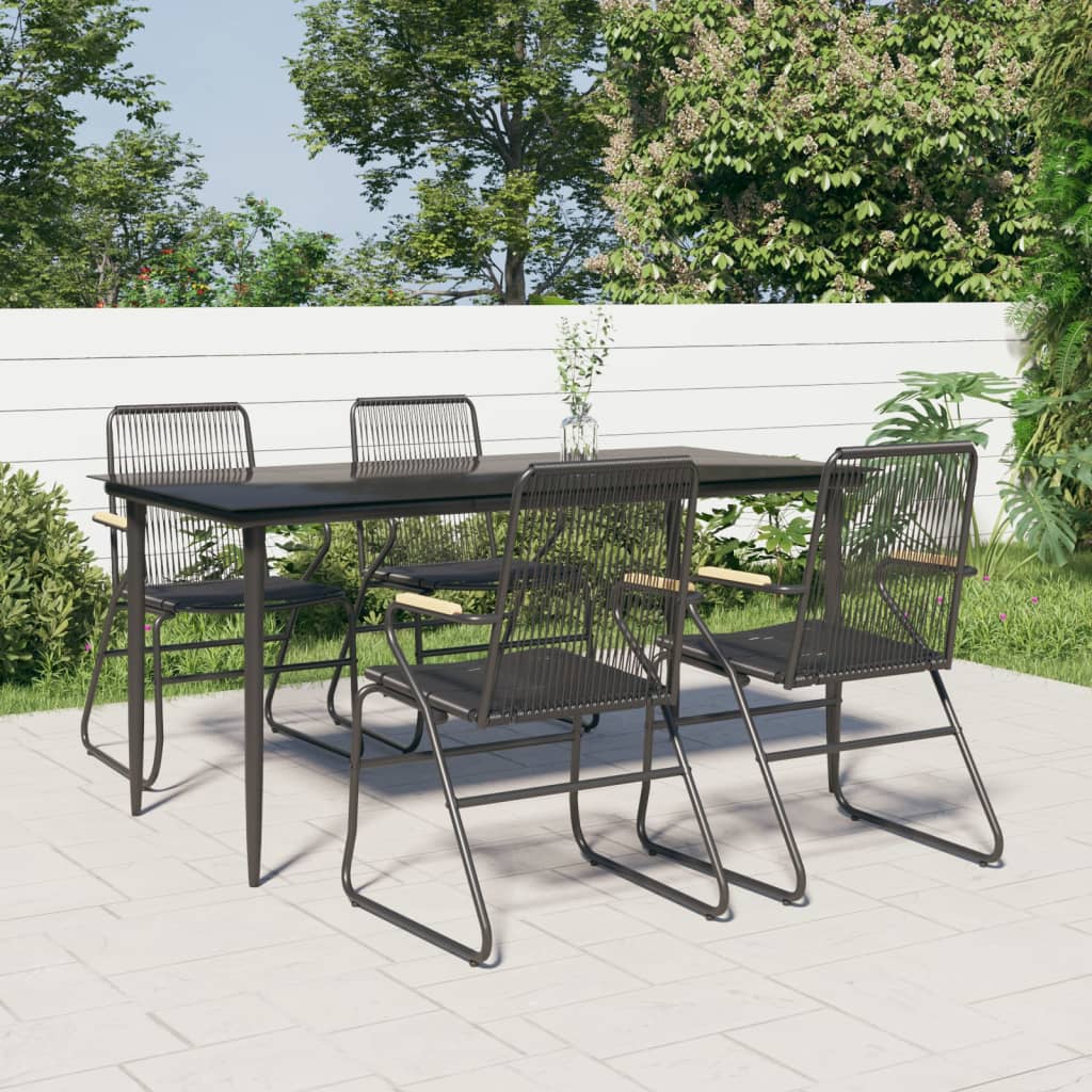 Set mobilier de grădină, 5 piese, negru, ratan PVC GartenMobel Dekor