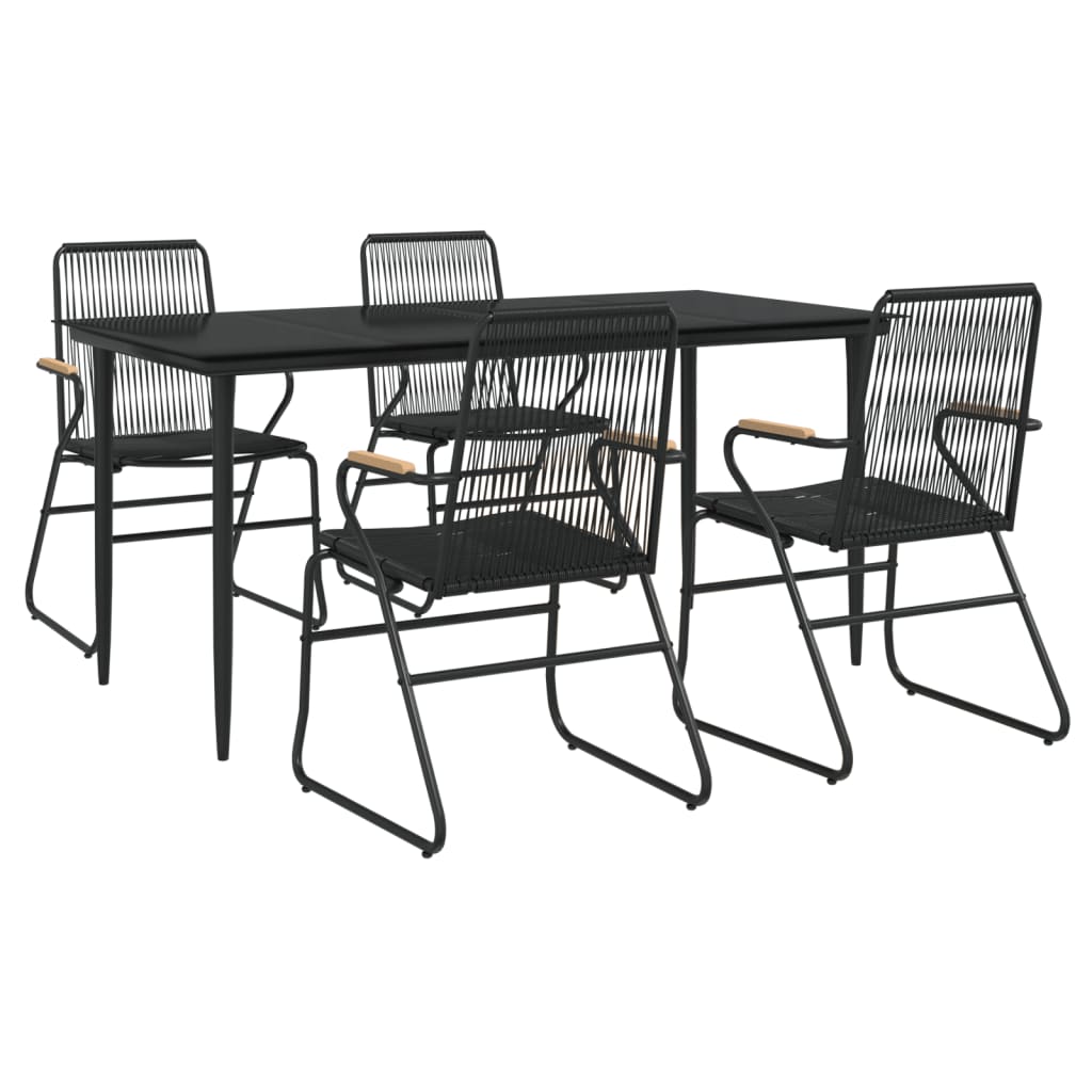 Set mobilier de grădină, 5 piese, negru, ratan PVC GartenMobel Dekor
