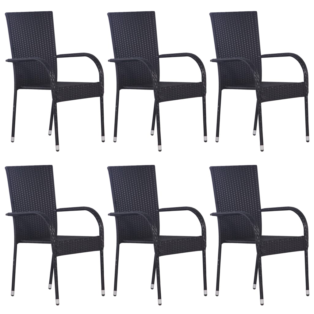 Set mobilier de grădină, 7 piese, negru, poliratan GartenMobel Dekor