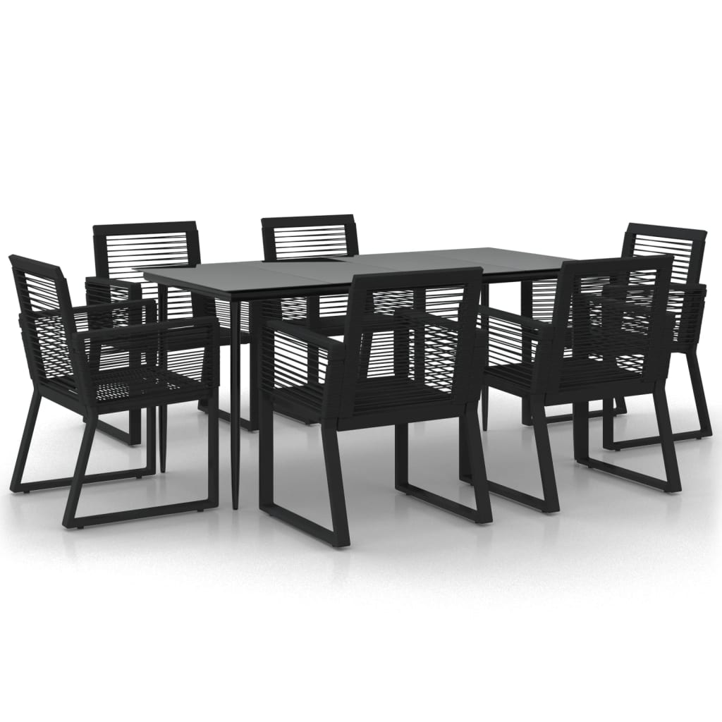 Set mobilier de grădină, 7 piese, negru, ratan PVC GartenMobel Dekor
