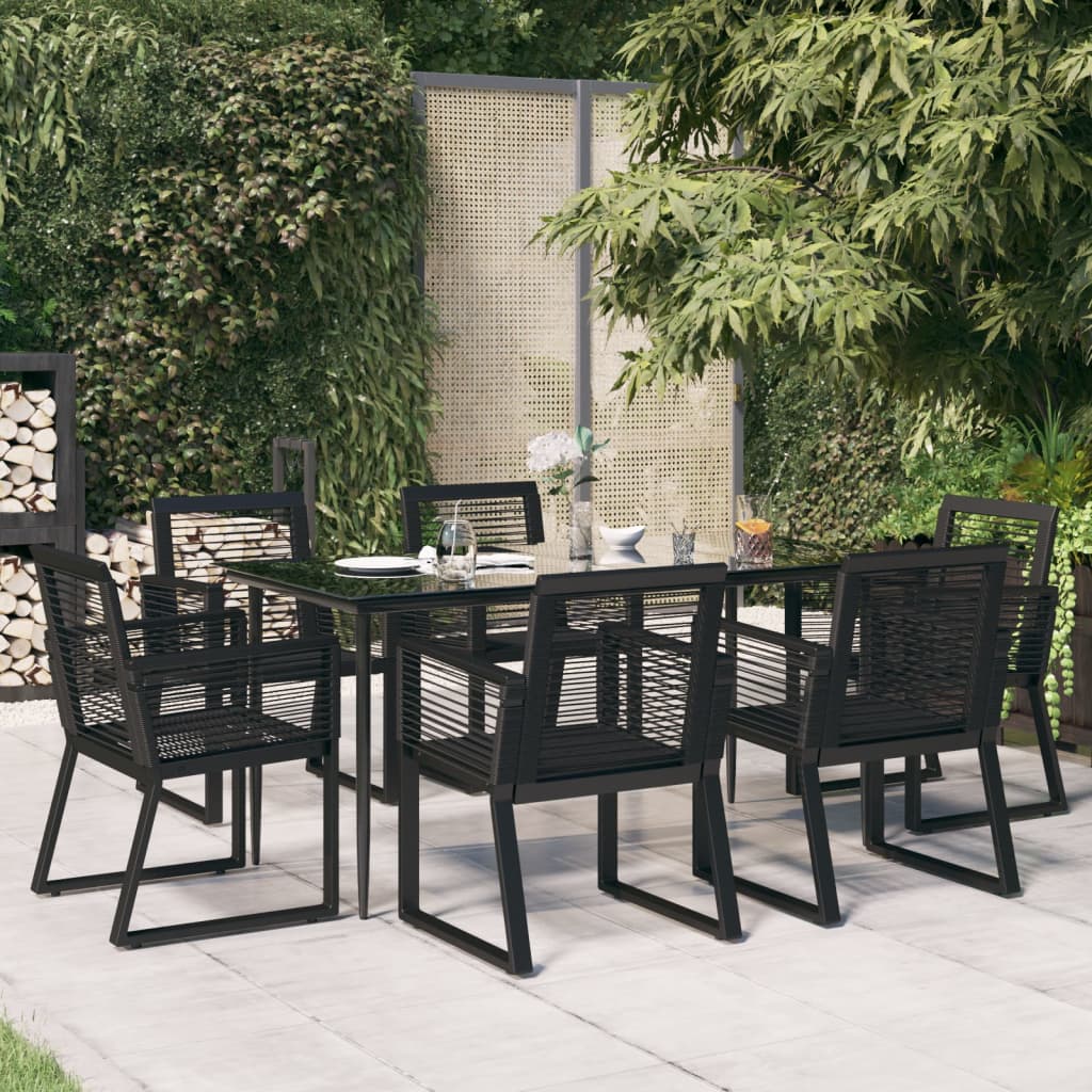 Set mobilier de grădină, 7 piese, negru, ratan PVC GartenMobel Dekor