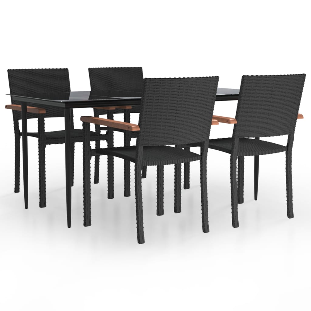 Set mobilier de grădină, 5 piese, negru, poliratan GartenMobel Dekor