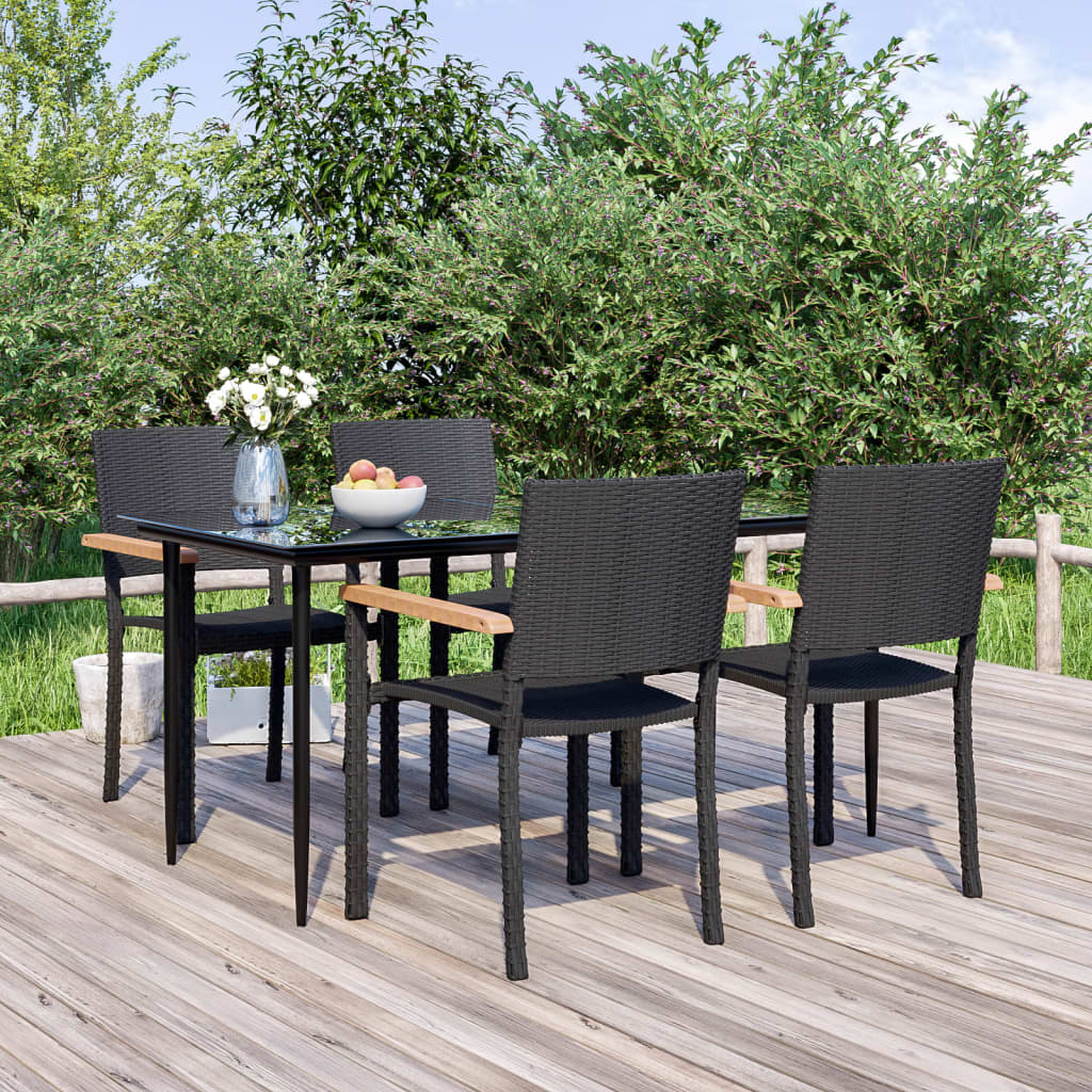 Set mobilier de grădină, 5 piese, negru, poliratan GartenMobel Dekor