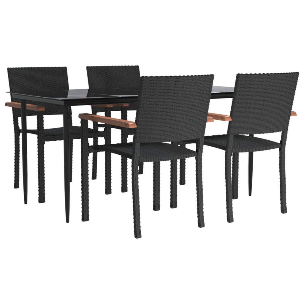 Set mobilier de grădină, 5 piese, negru, poliratan GartenMobel Dekor
