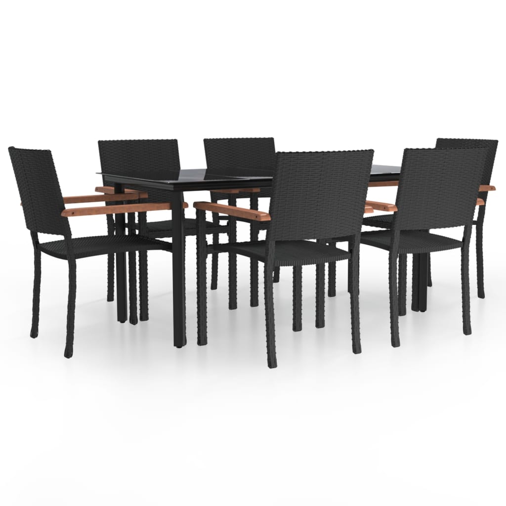 Set mobilier de grădină, 7 piese, negru, poliratan GartenMobel Dekor
