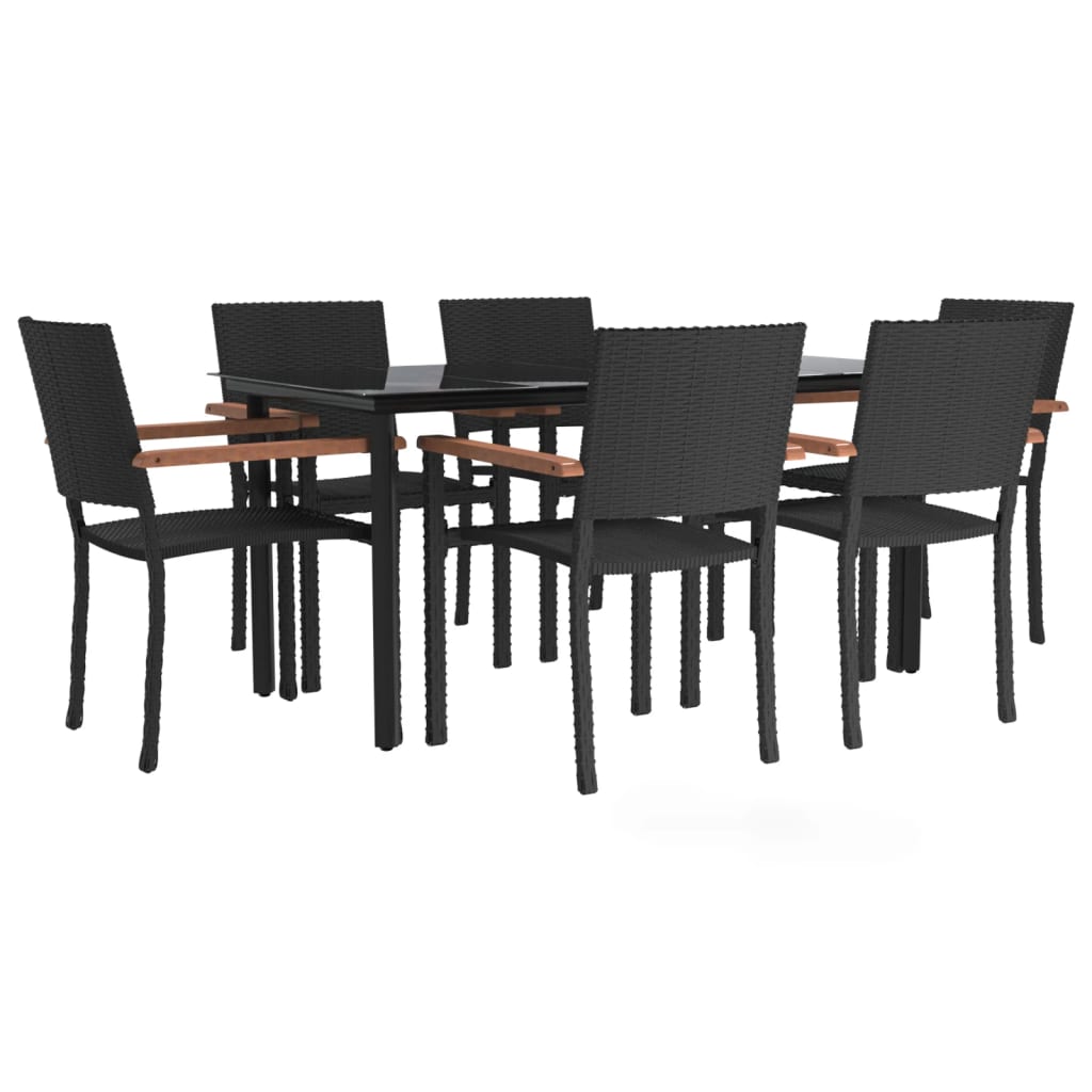 Set mobilier de grădină, 7 piese, negru, poliratan GartenMobel Dekor