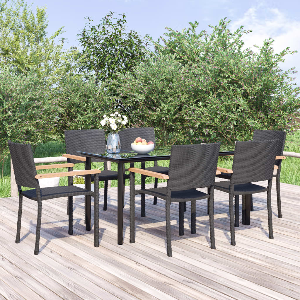 Set mobilier de grădină, 7 piese, negru, poliratan GartenMobel Dekor