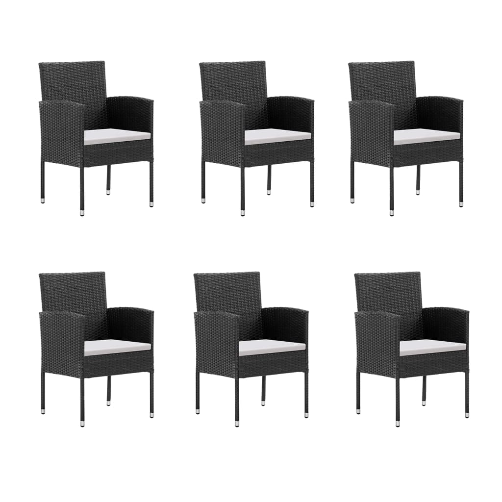 Set mobilier de grădină cu perne, 7 piese, negru, poliratan GartenMobel Dekor