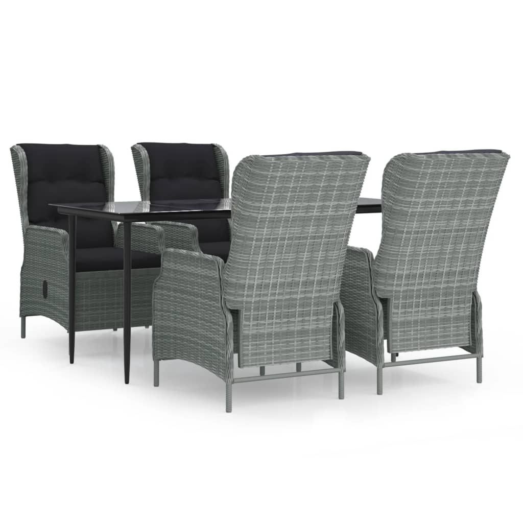 Set mobilier de grădină, 5 piese, gri deschis, poliratan GartenMobel Dekor