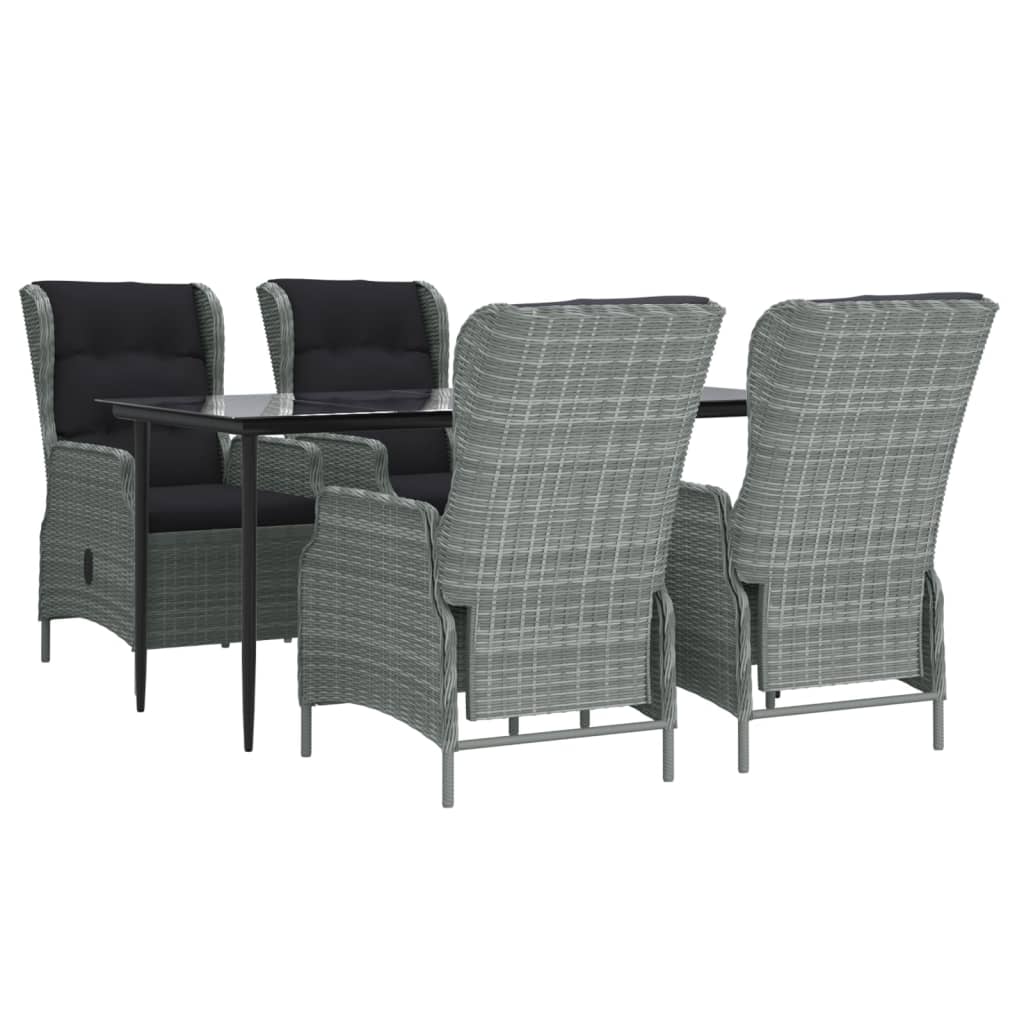 Set mobilier de grădină, 5 piese, gri deschis, poliratan GartenMobel Dekor