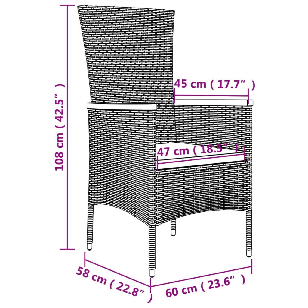Set mobilier de grădină cu perne, 5 piese, gri, poliratan GartenMobel Dekor