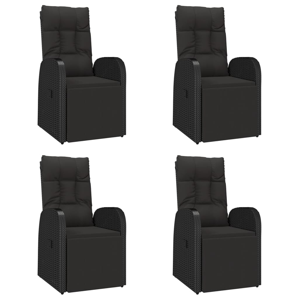 Set masă pentru grădină, 5 piese, negru, poliratan/lemn acacia GartenMobel Dekor