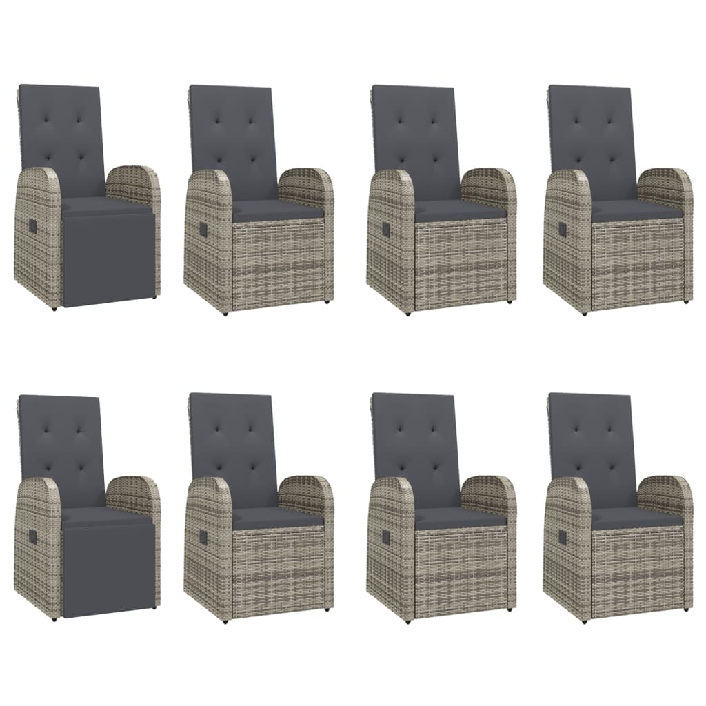 Set mobilier grădină cu perne, 9 piese, gri, poliratan GartenMobel Dekor