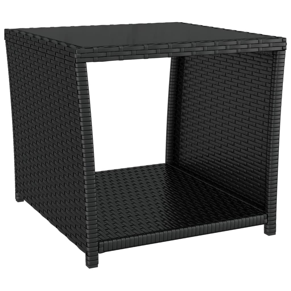 Set șezlonguri grădină, 3 piese, negru, poliratan&oțel GartenMobel Dekor