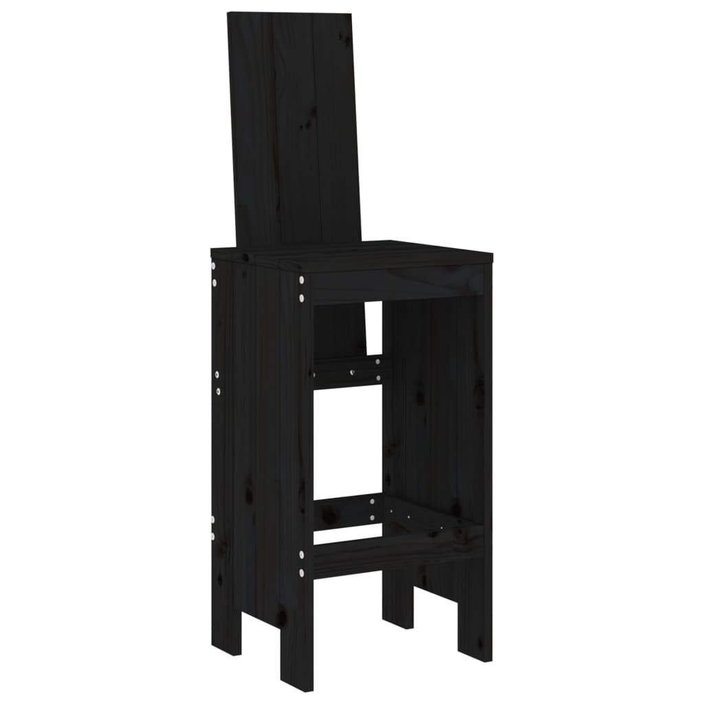 Set bar de grădină, 3 piese, negru, lemn masiv de pin GartenMobel Dekor