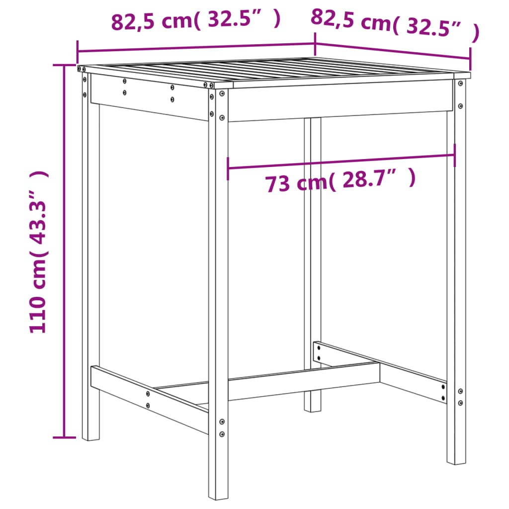 Set bar de grădină, 3 piese, negru, lemn masiv de pin GartenMobel Dekor