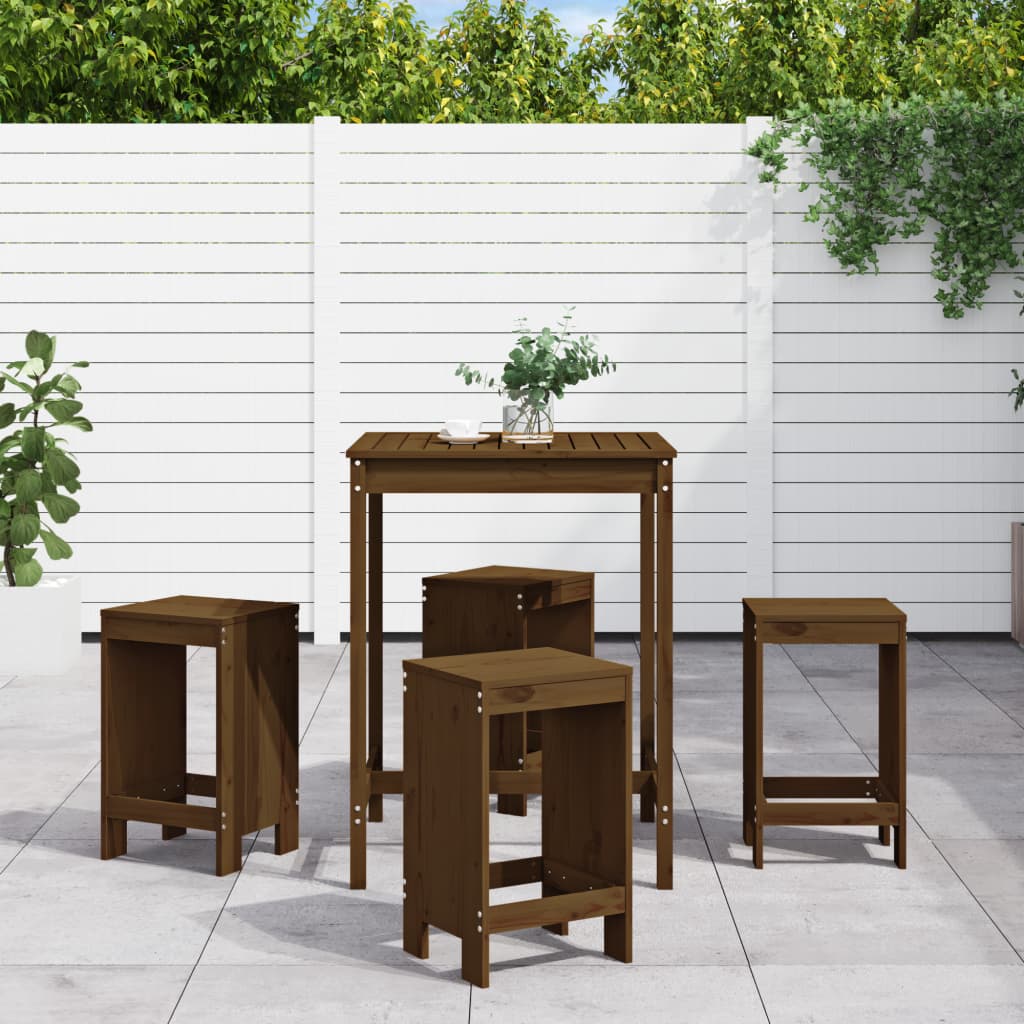 Set mobilier bar de grădină, 5 piese, maro miere lemn masiv pin GartenMobel Dekor