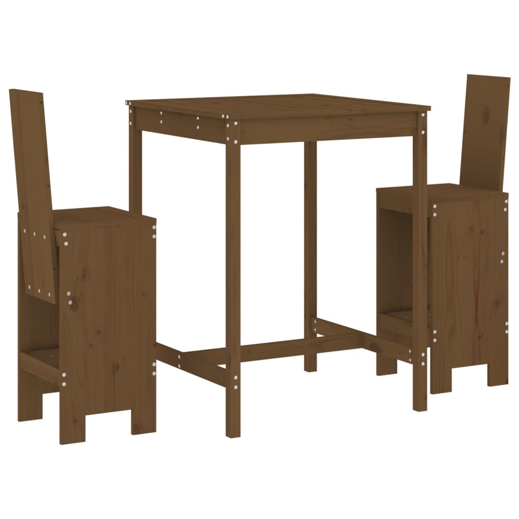 Set mobilier de bar, 3 piese, maro miere, lemn masiv de pin GartenMobel Dekor