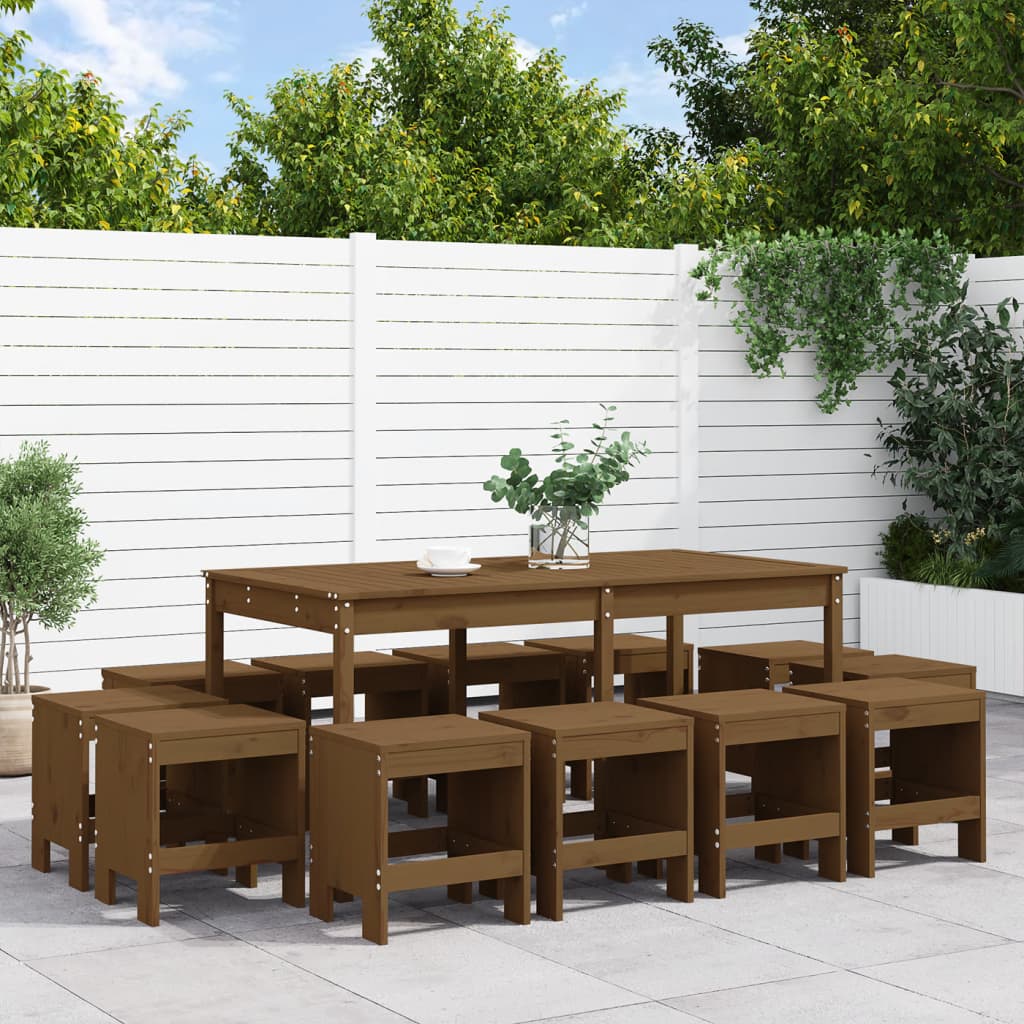 Set mobilier de grădină, 13 piese, maro miere, lemn masiv pin GartenMobel Dekor
