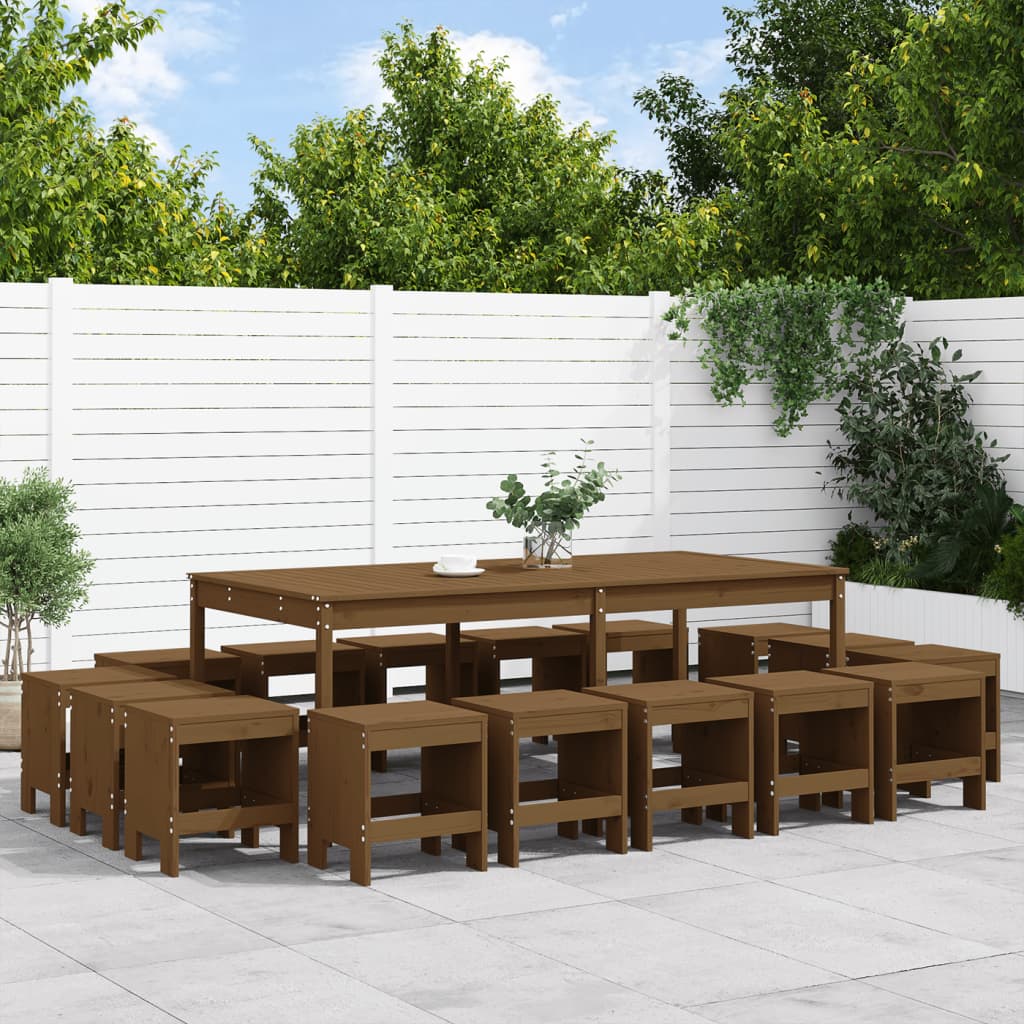 Set mobilier de grădină, 17 piese, maro miere, lemn masiv pin GartenMobel Dekor