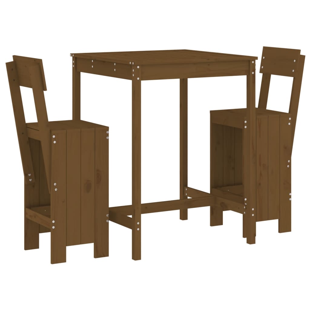 Set mobilier de bar, 3 piese, maro miere, lemn masiv de pin GartenMobel Dekor